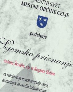 The award of the town community Celje in the year 2001